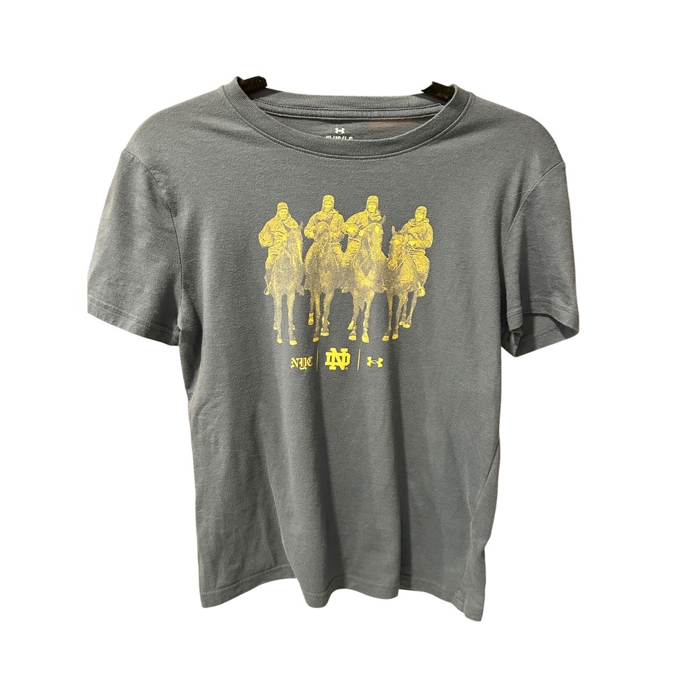 Under Armour Notre Dame Four Horsemen NYC Graphic T-Shirt Youth Large Gray